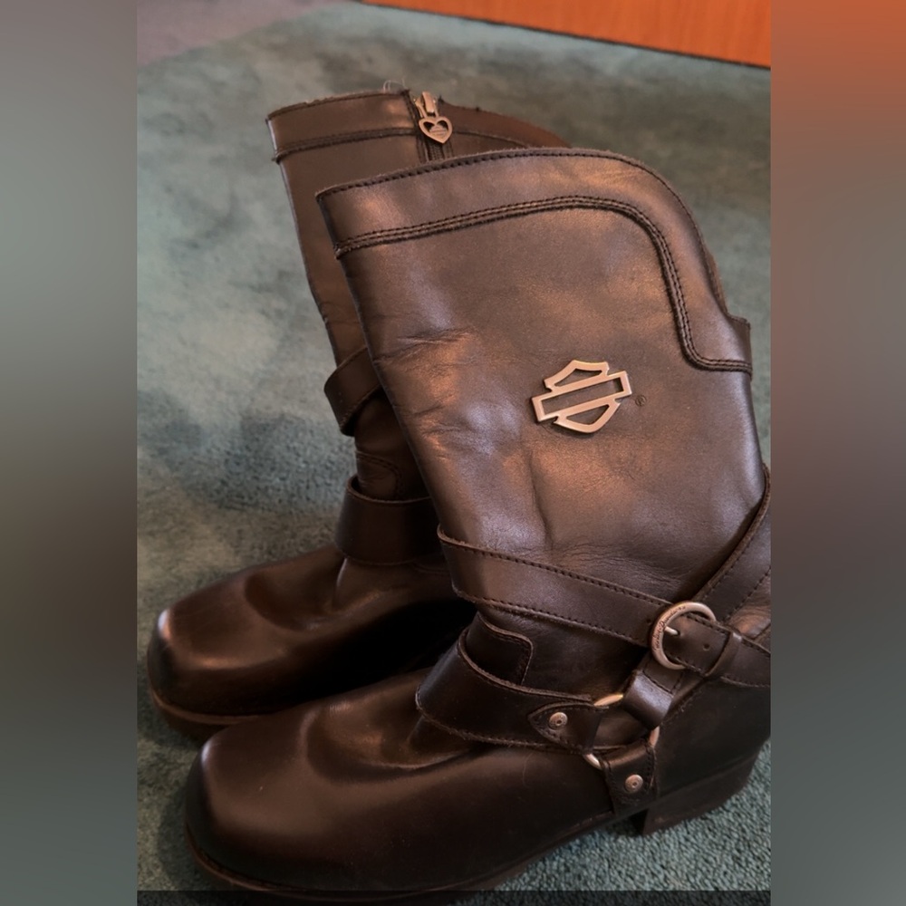 Harley-Davidson Black Leather Combat Boots